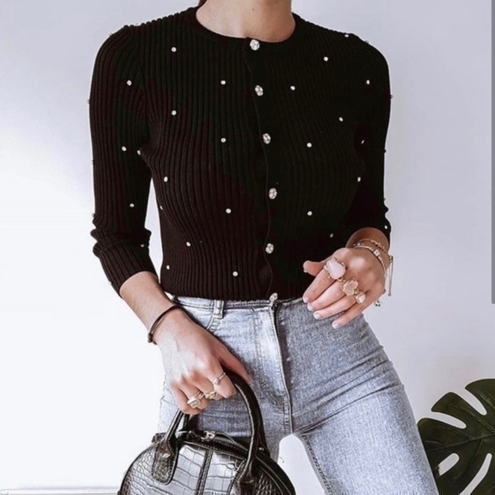 ZARA JEWEL BUTTON SWEATER 4938/002/800